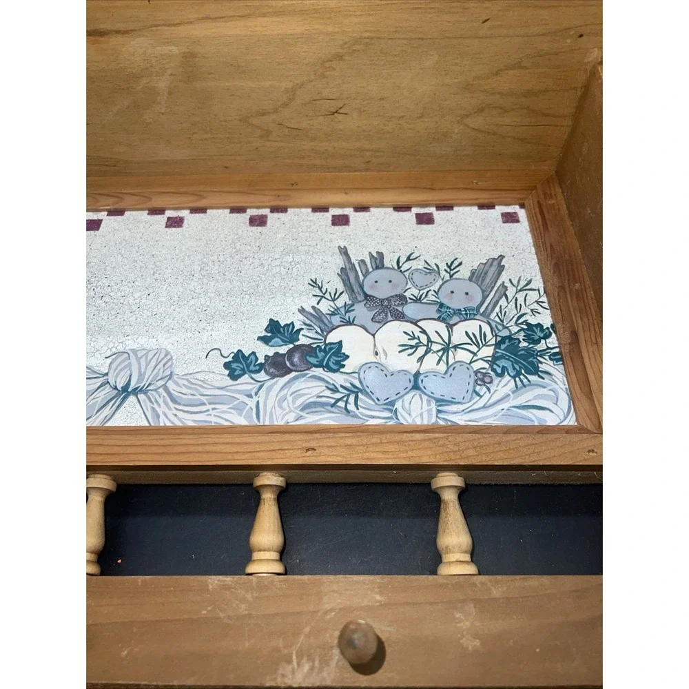 VTG Wood Framed Cottagecore Art Picture Wall Shelf Hanging Pegs Kitchen Bath